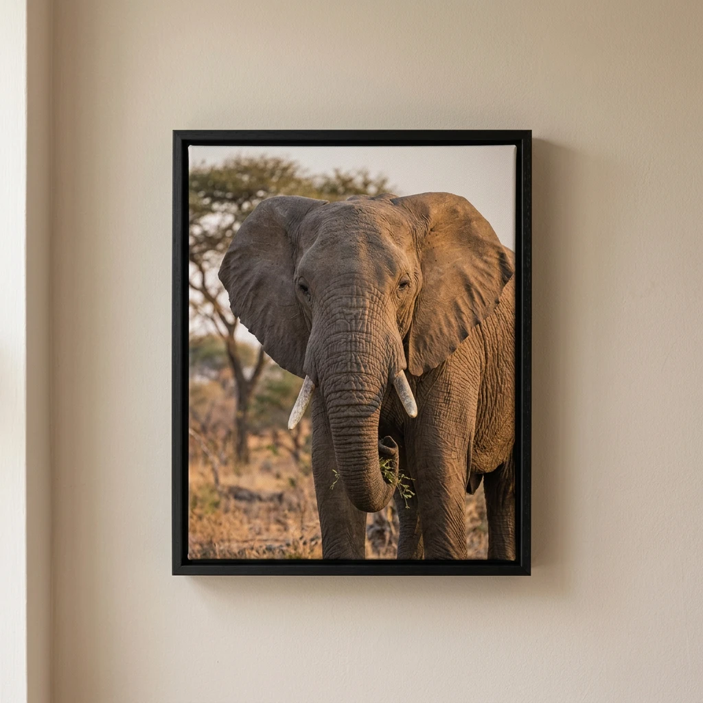 Canvas printing example for Hadison Park: Nature and wildlife printed on a framed canvas, shown complete for Hadison Park customers, displayed in an elegant black floating frame with a recessed shadow gap