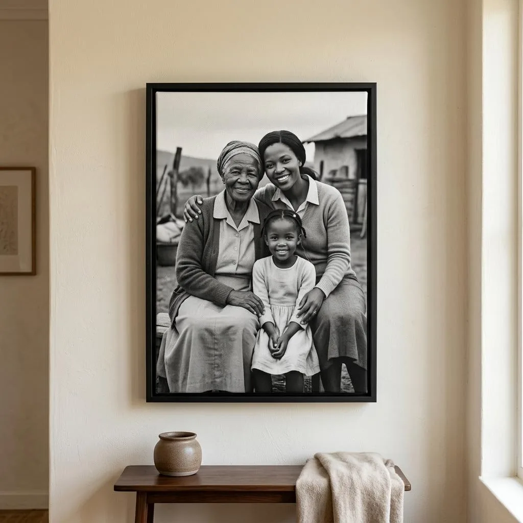 Canvas printing example for Berea: Heritage and restored photos printed on a framed canvas, shown complete for Berea customers