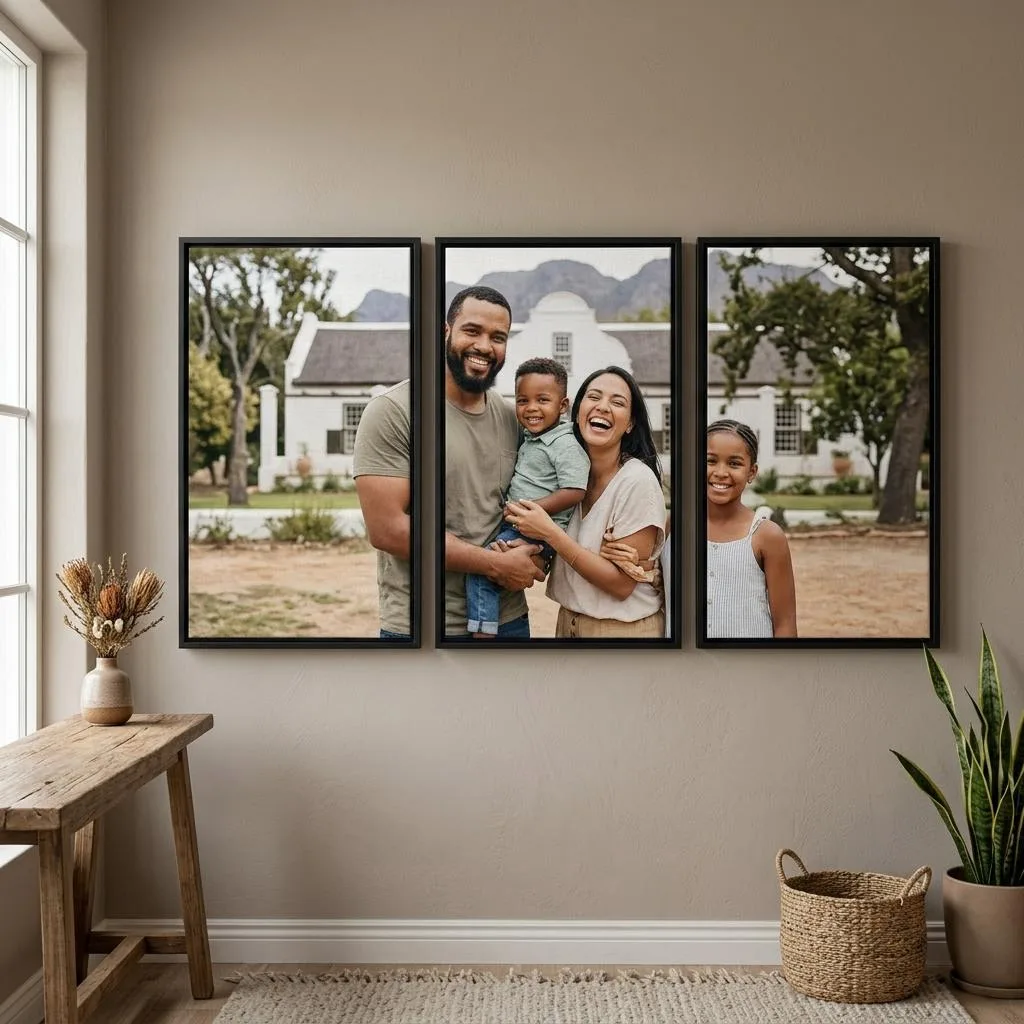 Canvas printing example for Rosebank: Gallery wall set printed on a framed canvas, shown complete for Rosebank customers