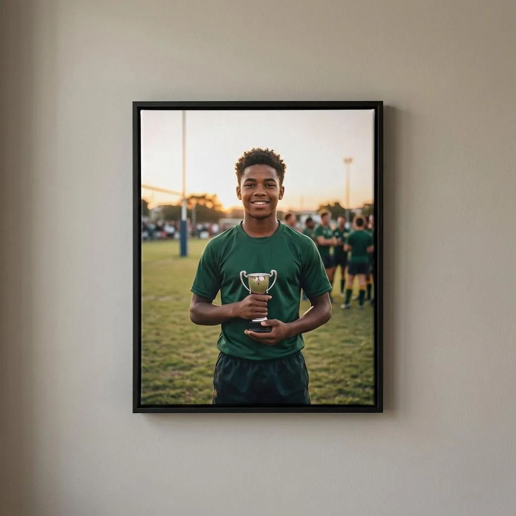 Canvas printing example for Upington: Sport and achievement printed on a framed canvas, shown complete for Upington customers